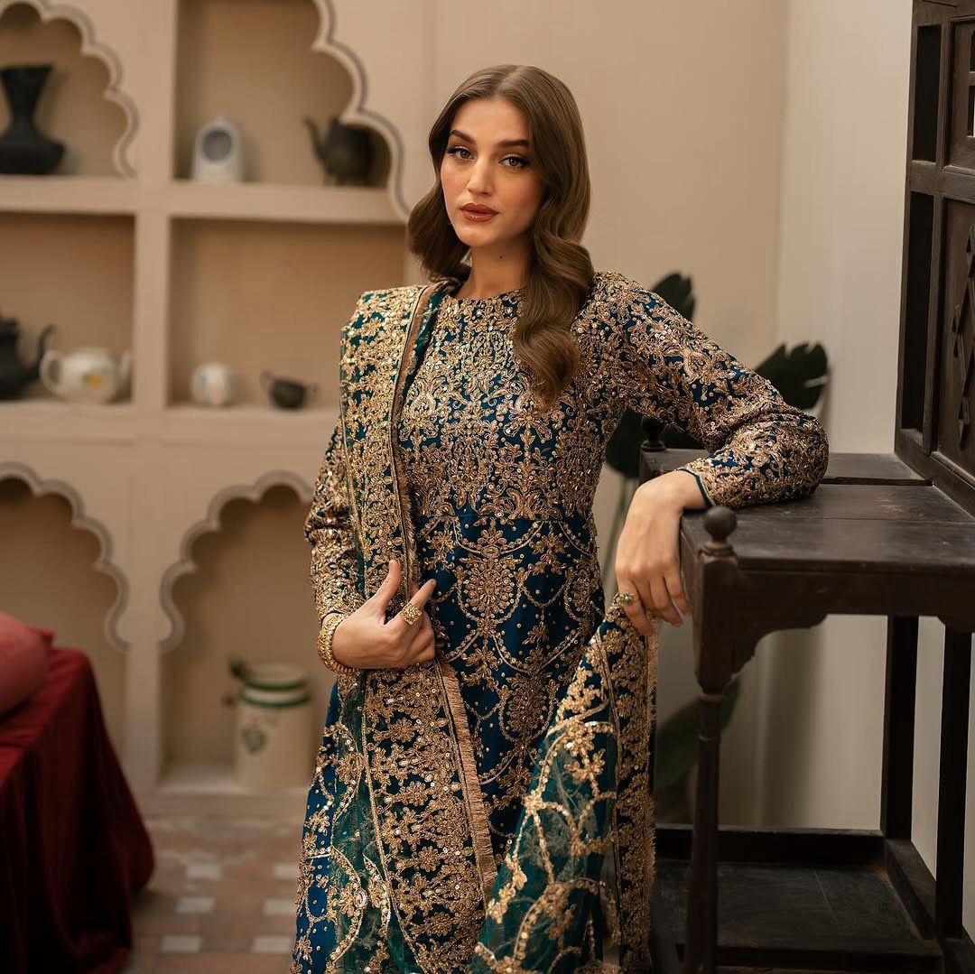 Bridal Wear Georgette Green Color Salwar Suit