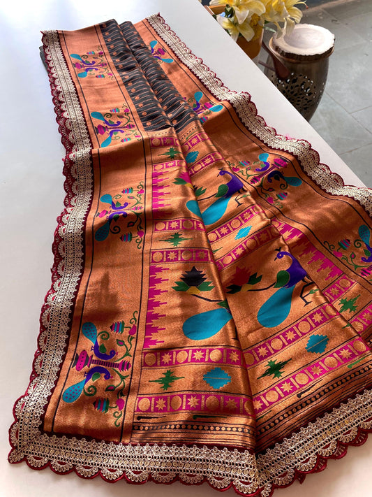 Ravishing Black Color Paithani Silk Saree