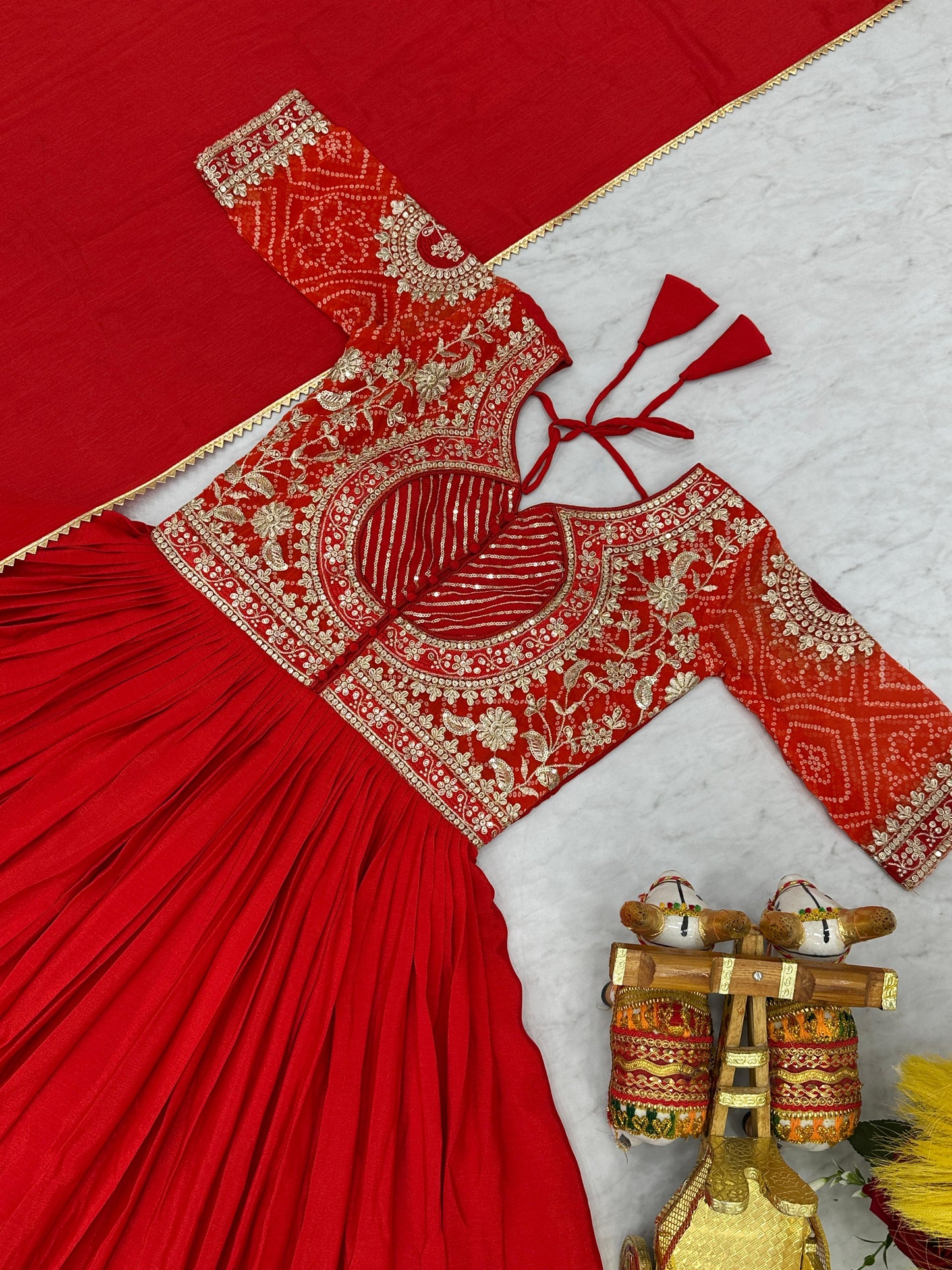 Blissful Pure Bandhrej Orange Color Gown