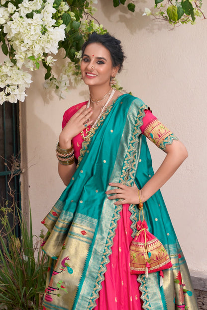 Traditional Wear Paithani Silk Pink Color Lehenga Choli
