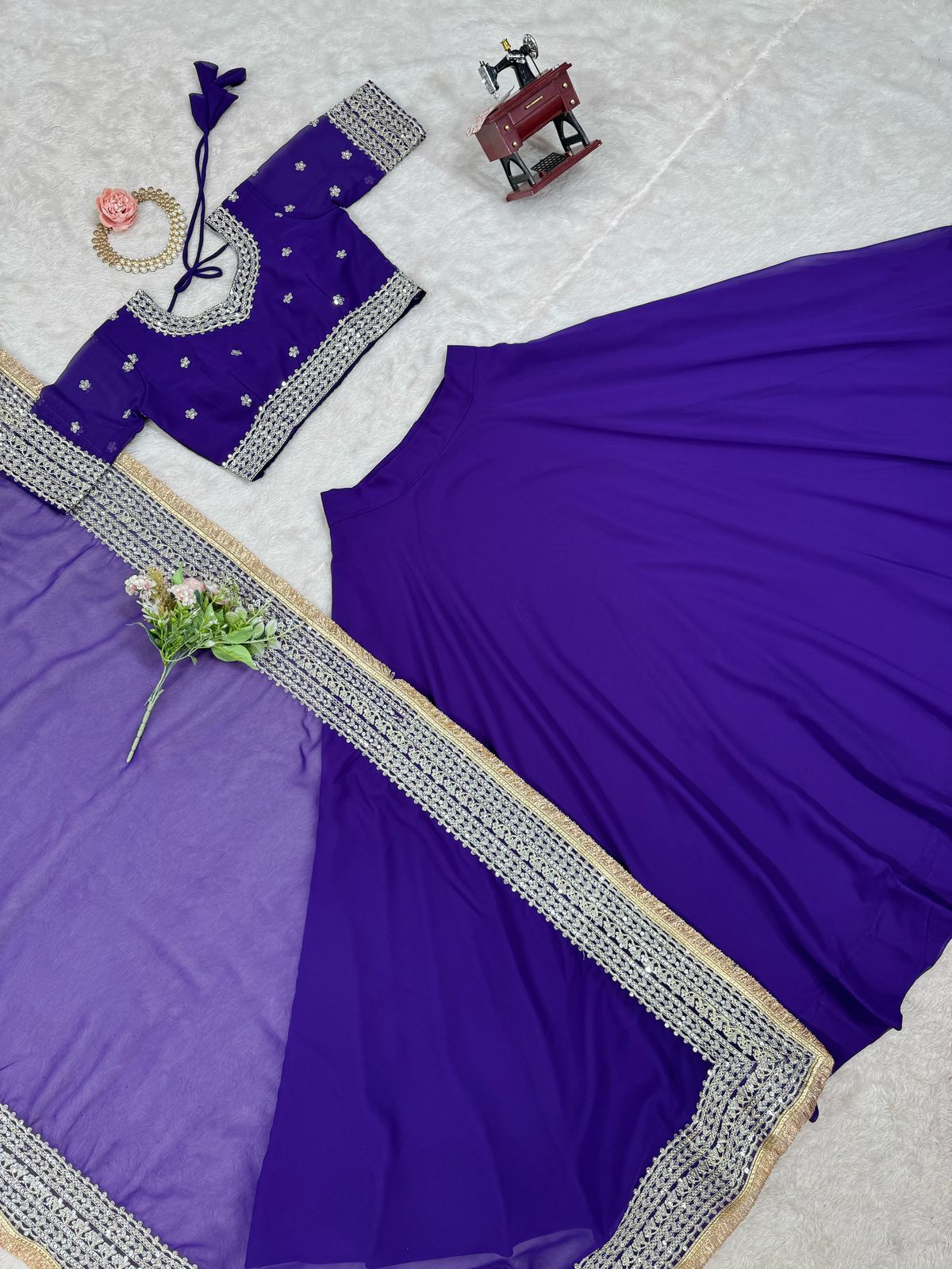 Designer Sequence Work Purple Color Lehenga Choli