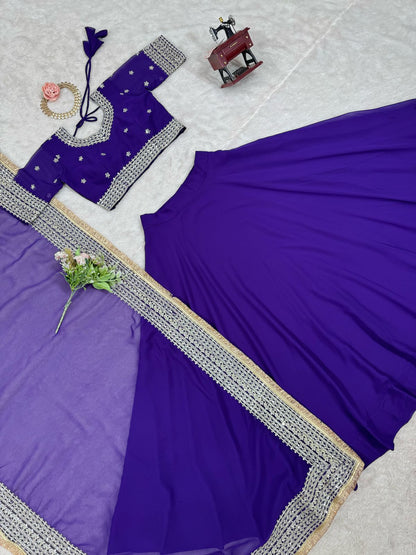Designer Sequence Work Purple Color Lehenga Choli