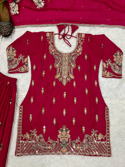 Designer Heavy Work Pink Color Sharara Suit