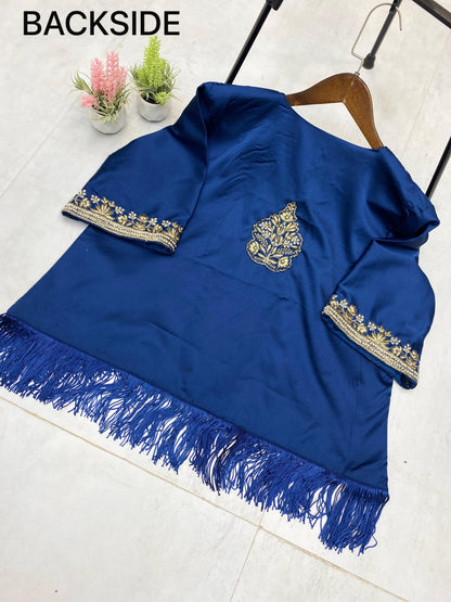 Stylish White Skirt With Blue Koti