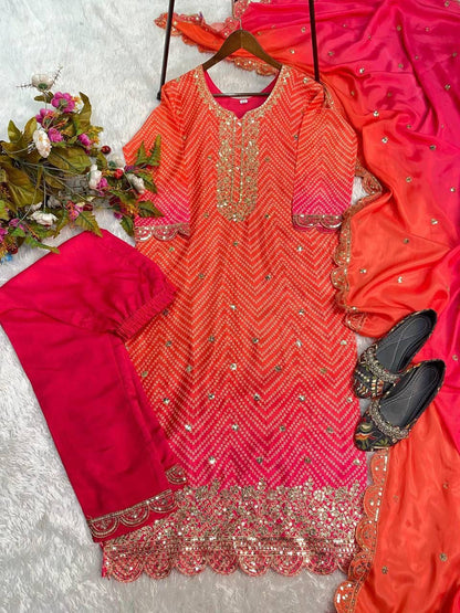 Shilpa Shetty Bollywood Orange With Pink Color Salwar Suit