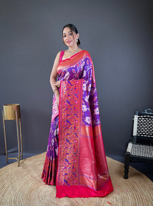 Adorable Silk Patola Weaving Purple Color Saree