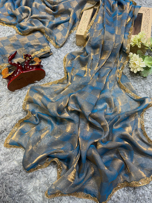 Demanding Box Katdana Blue Color Saree