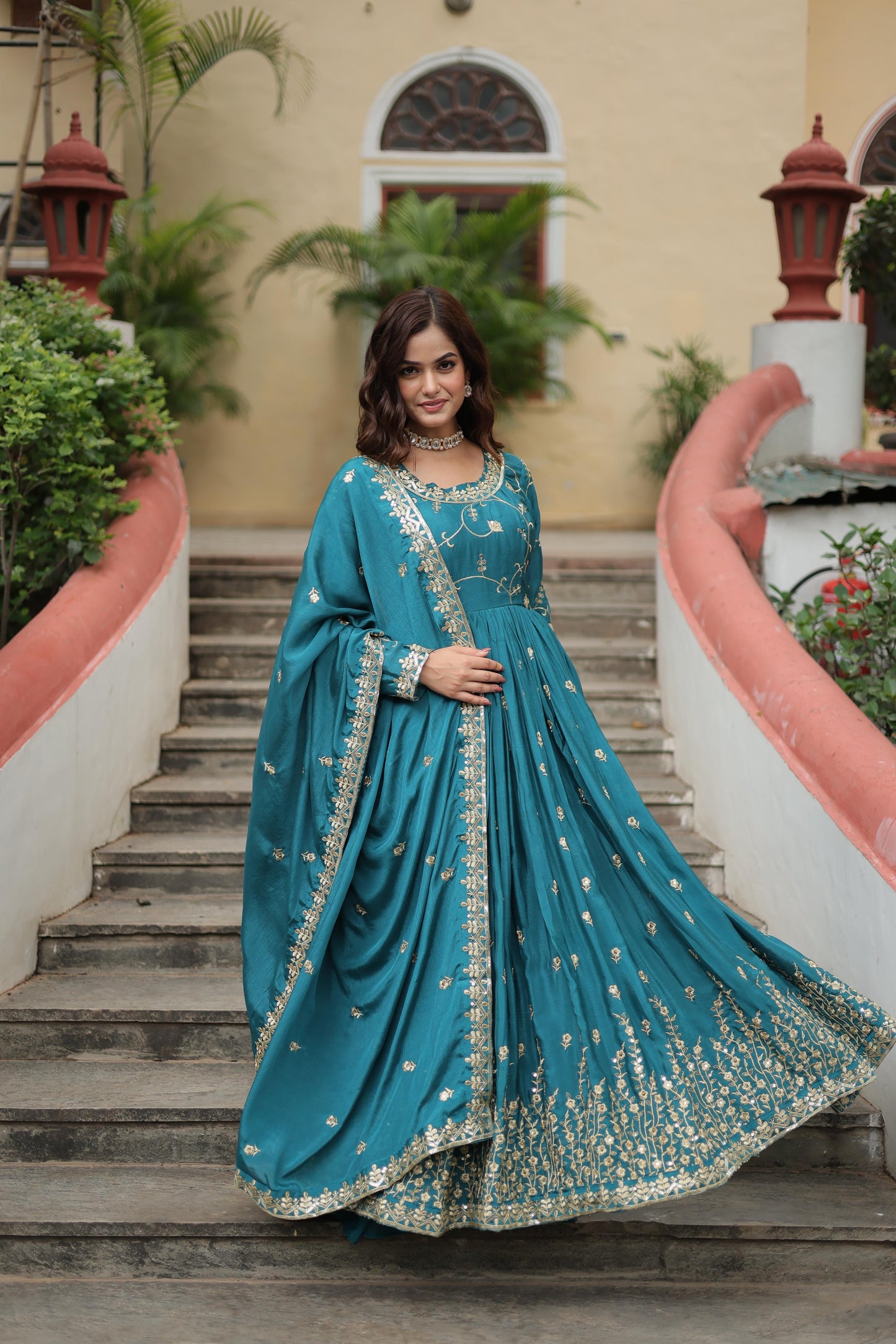 Marvelous Sequins Embroidered Work Rama Color Sharara Suit