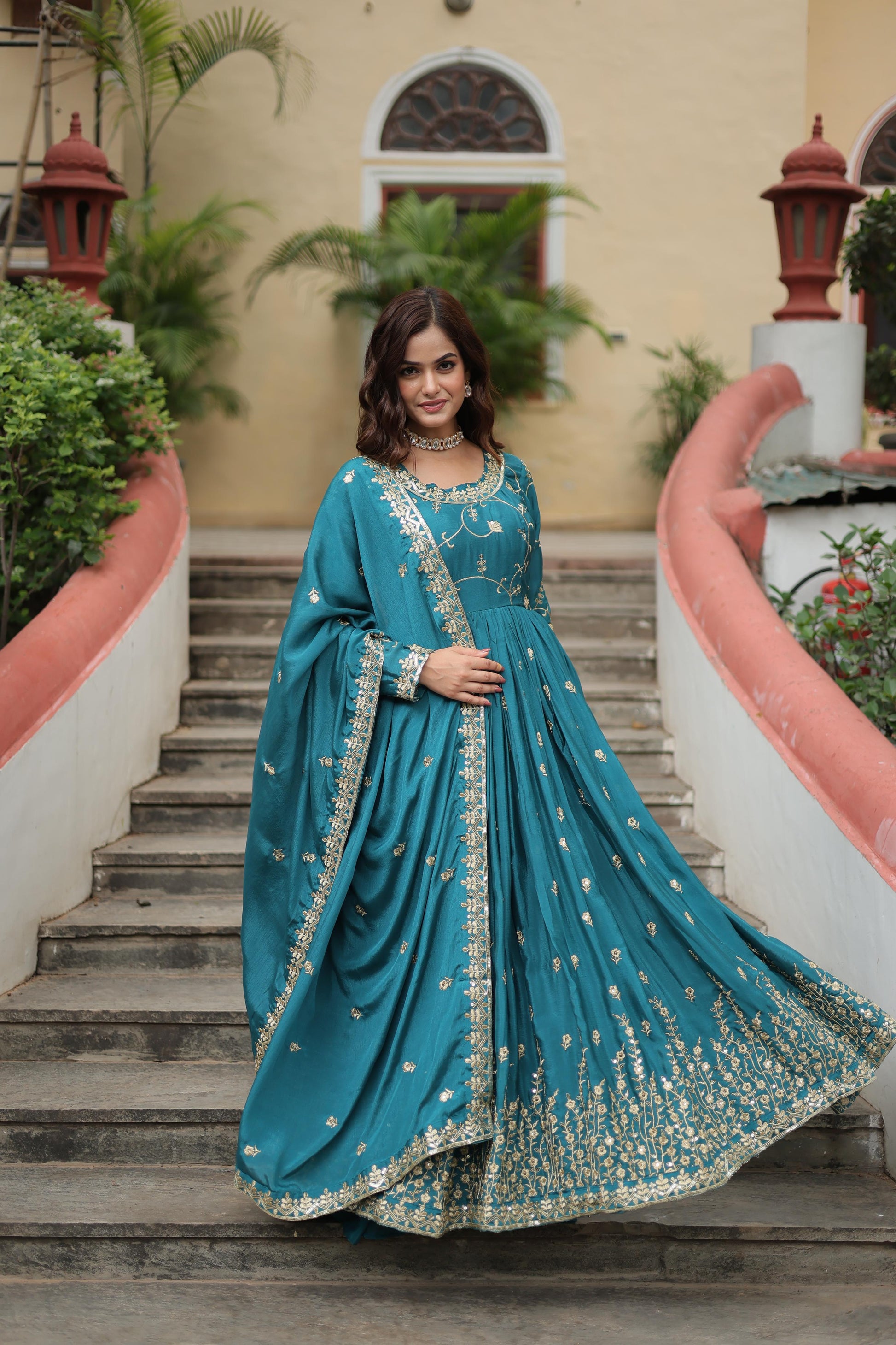 Marvelous Sequins Embroidered Work Rama Color Sharara Suit