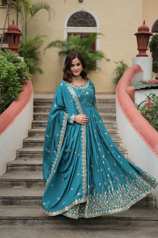 Marvelous Sequins Embroidered Work Rama Color Sharara Suit