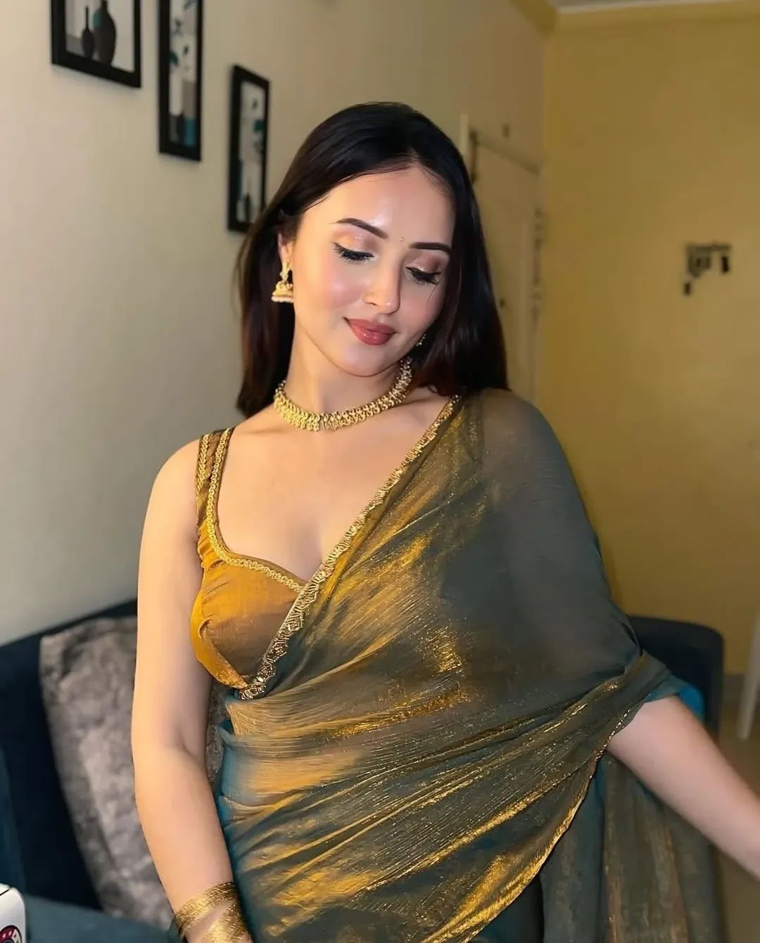 Elegant Fandy Crush Green Color saree