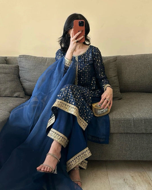 Wonderful Sequence Work Blue Color Salwar Suit
