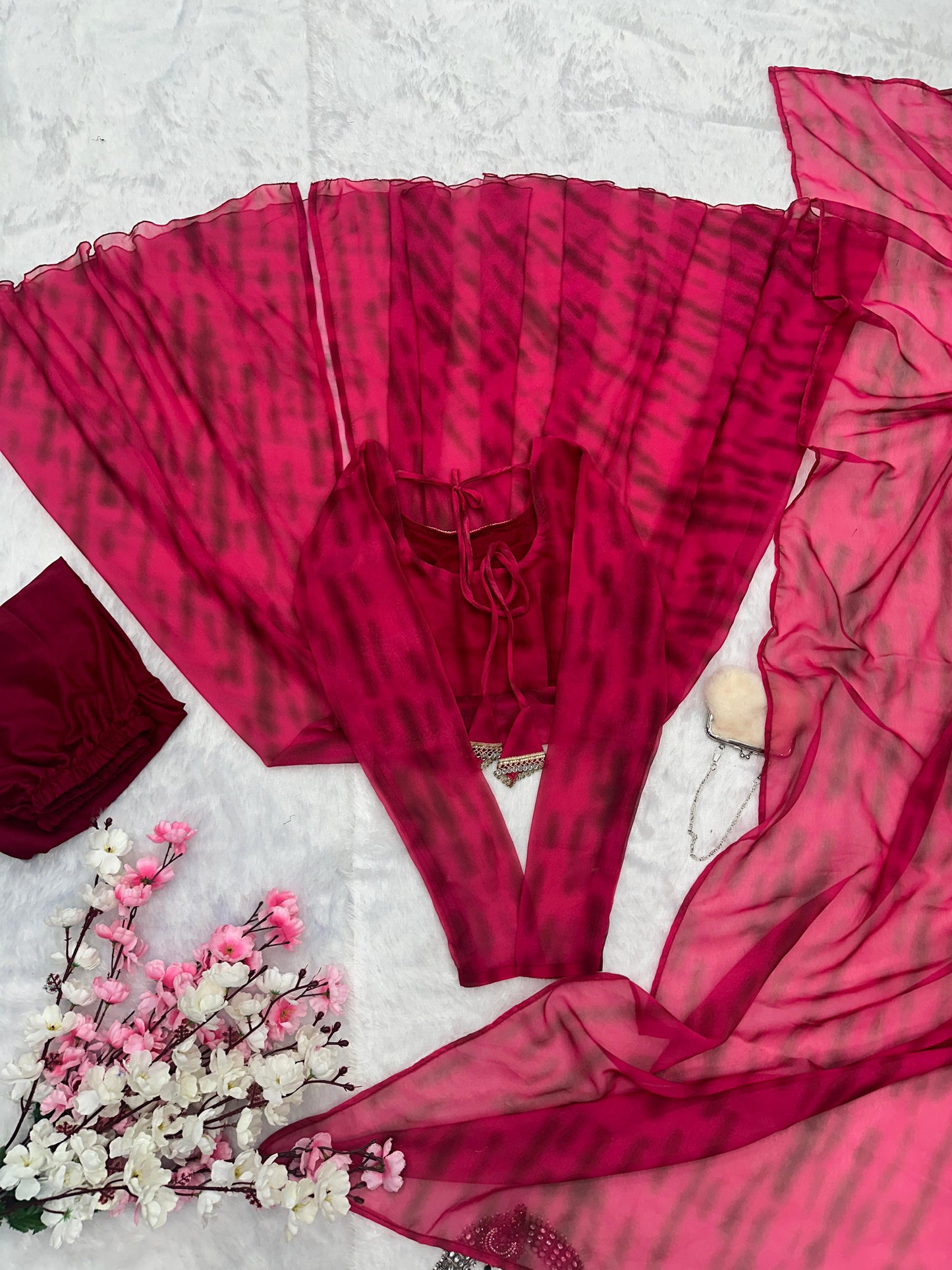 Classic Georgette Pink Color Mirror Work Anarkali Suit