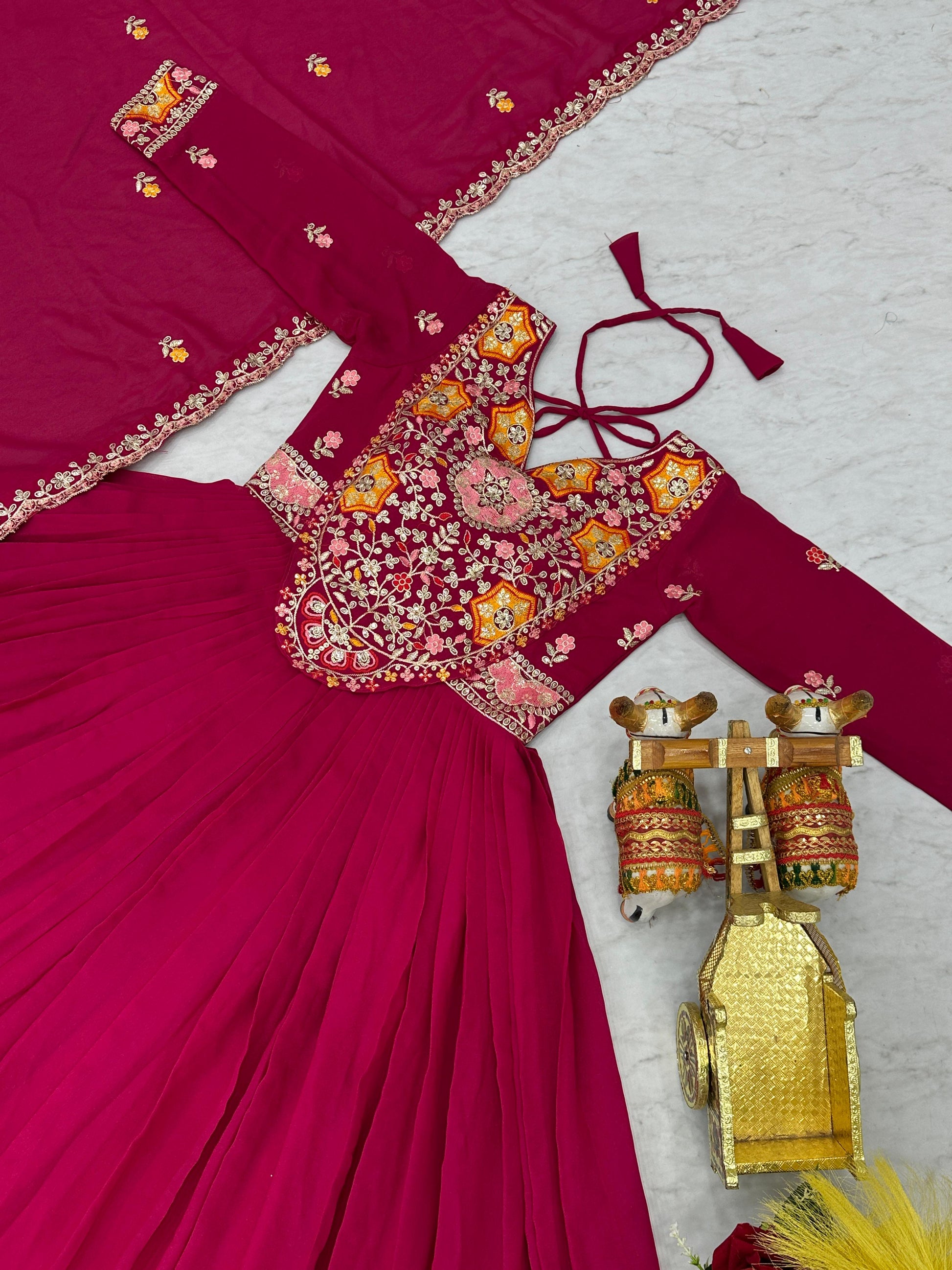 Awesome Sequence Work Pink Color Gown