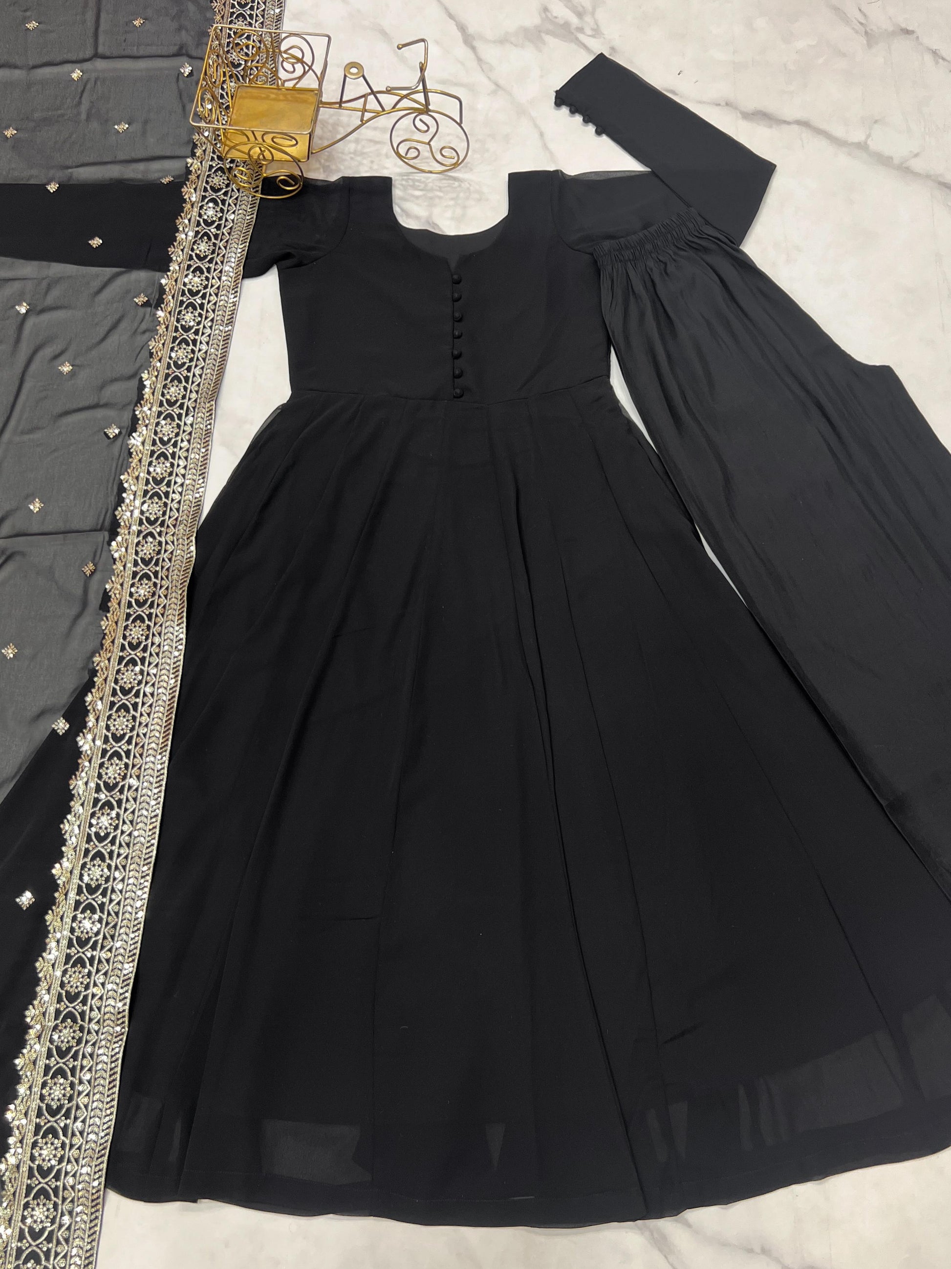Party Wear Georgette Black Color Gown