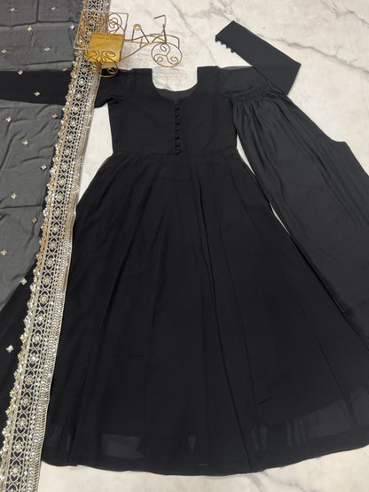 Party Wear Georgette Black Color Gown