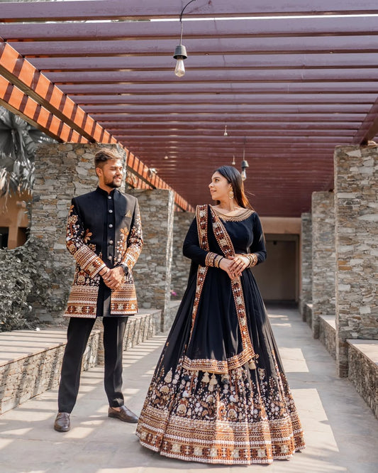 Party Wear Heavy Work Black Color lehenga choli