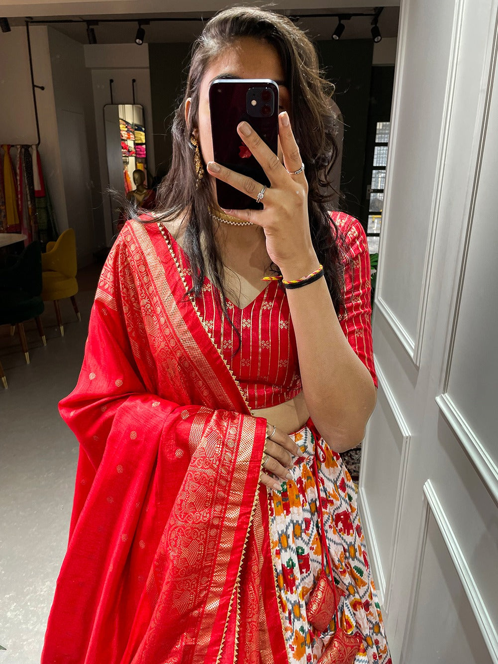 Preferable Patola Print With Foil Work Red Color Lehenga Choli
