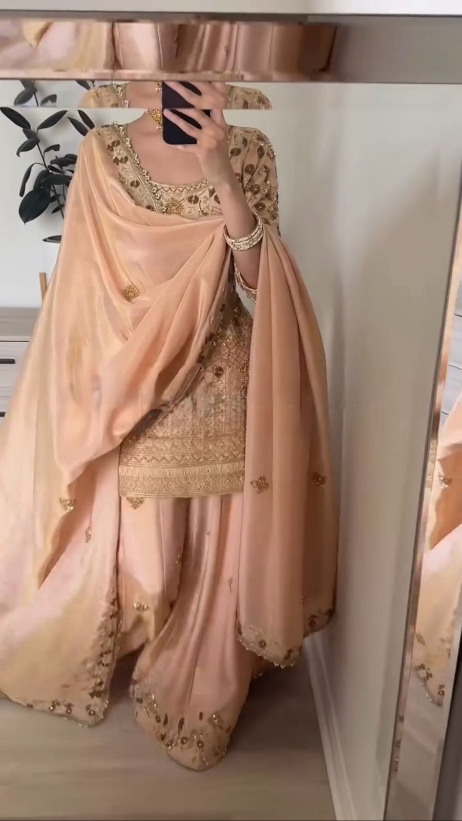 Elegant Jalpari Cotton Embroidery Work Peach Color Sharara Suit