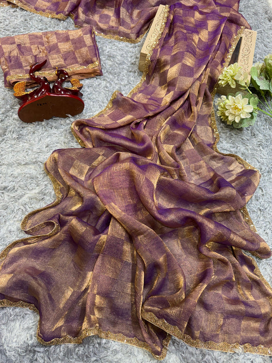 Demanding Box Katdana Purple Color Saree