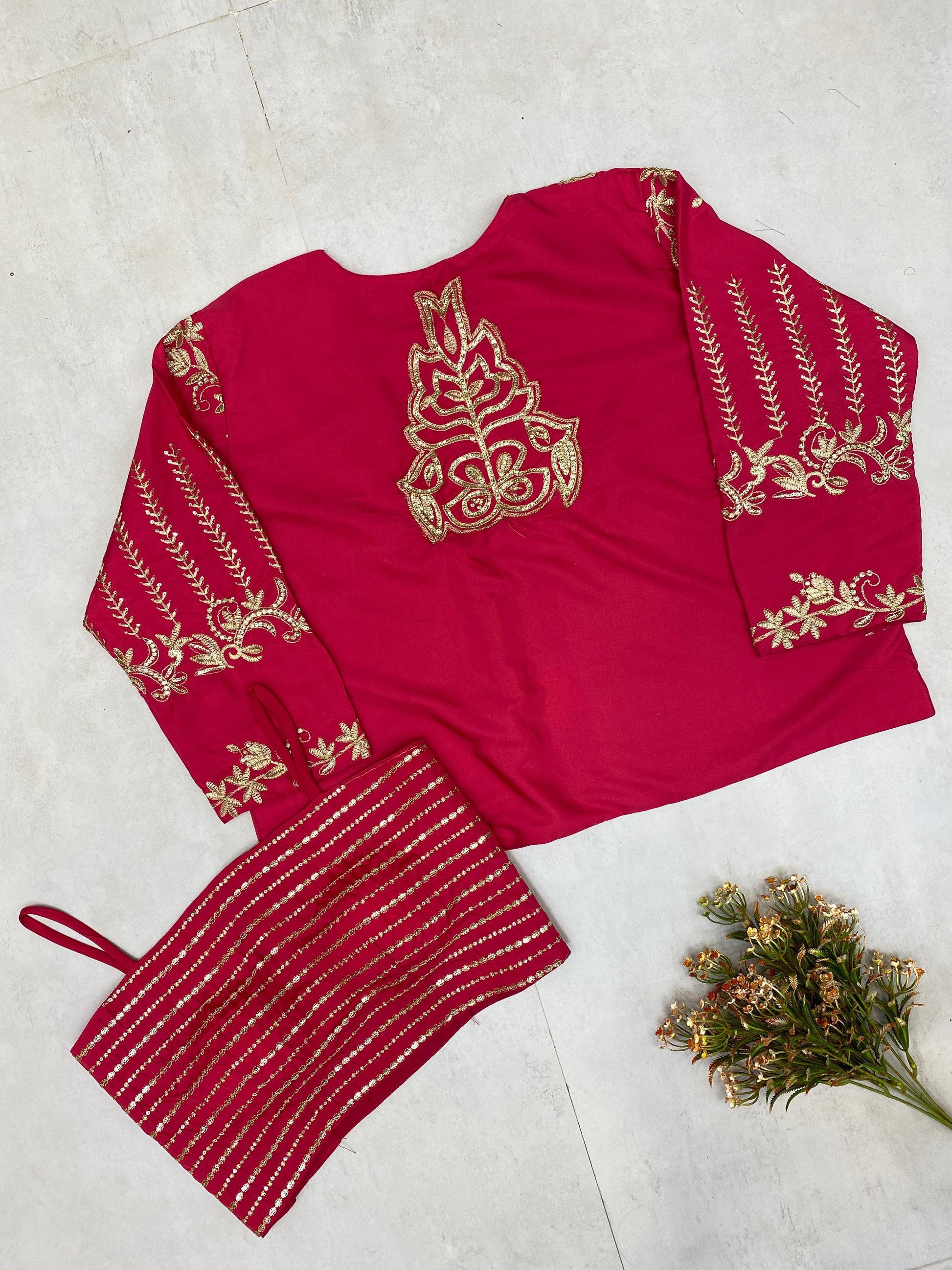 Wonderful Sequence Embroidery Work Red Color Lehenga Choli With Shrug