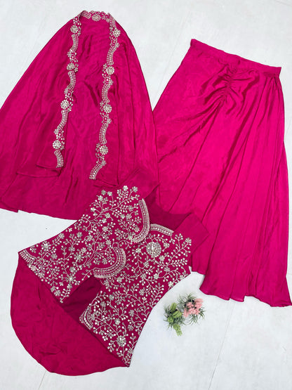 Fantastic Pink Color Skirt With Koti