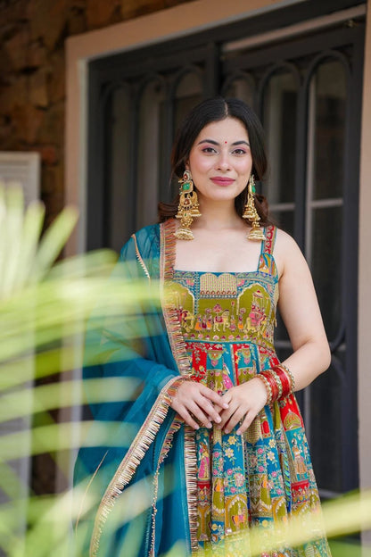Preferable Organza Silk Multicolor Anarkali Gown