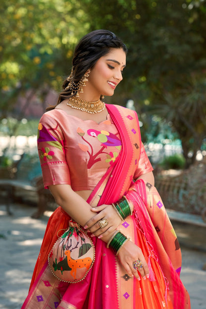 Fantastic Weaving Zari Work Orange Color Lehenga Choli