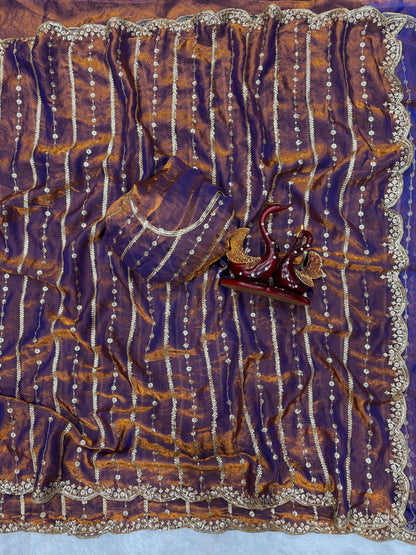 Gorgeous Red Color Sequence Silk Saree