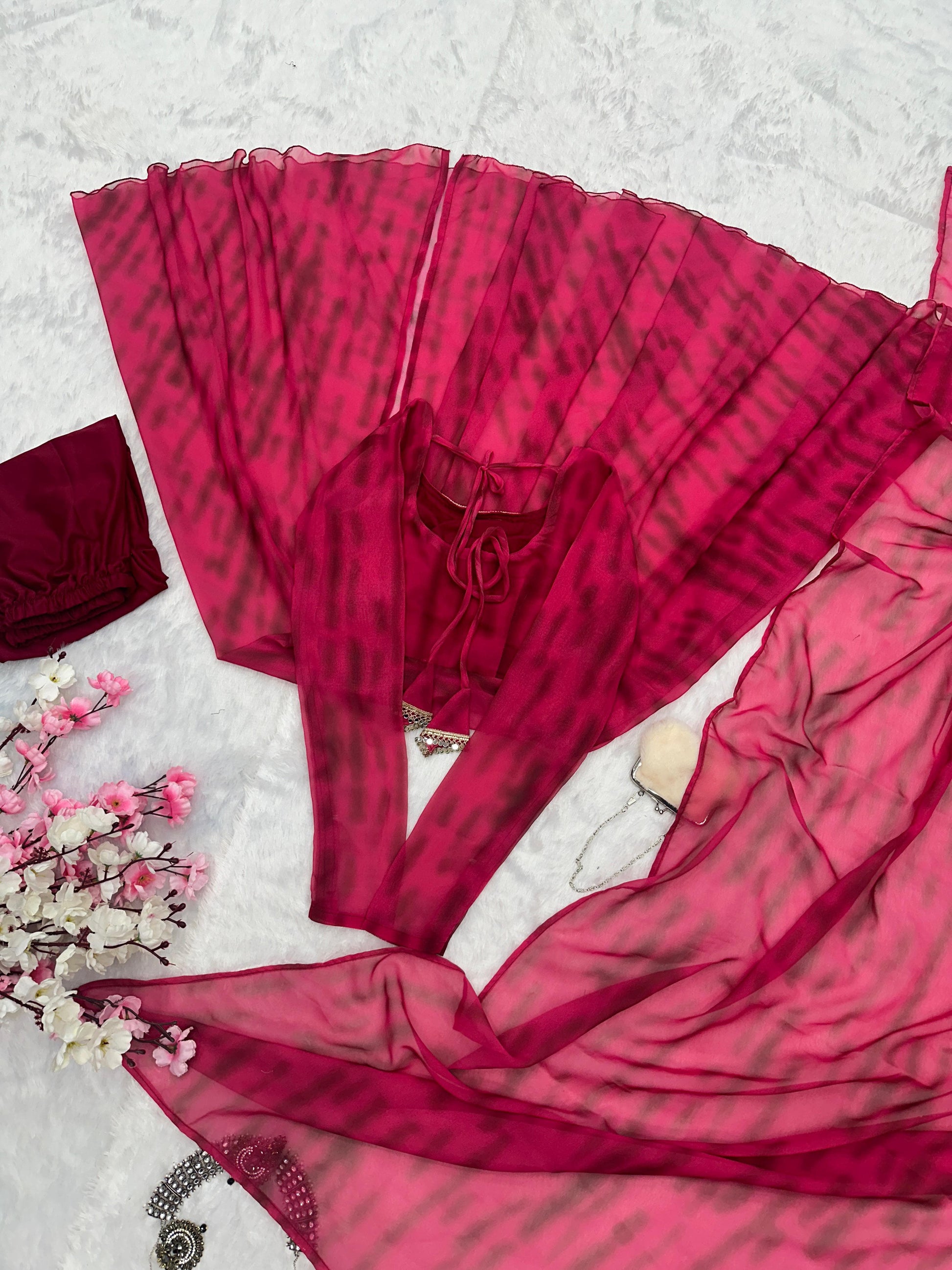 Classic Georgette Pink Color Mirror Work Anarkali Suit