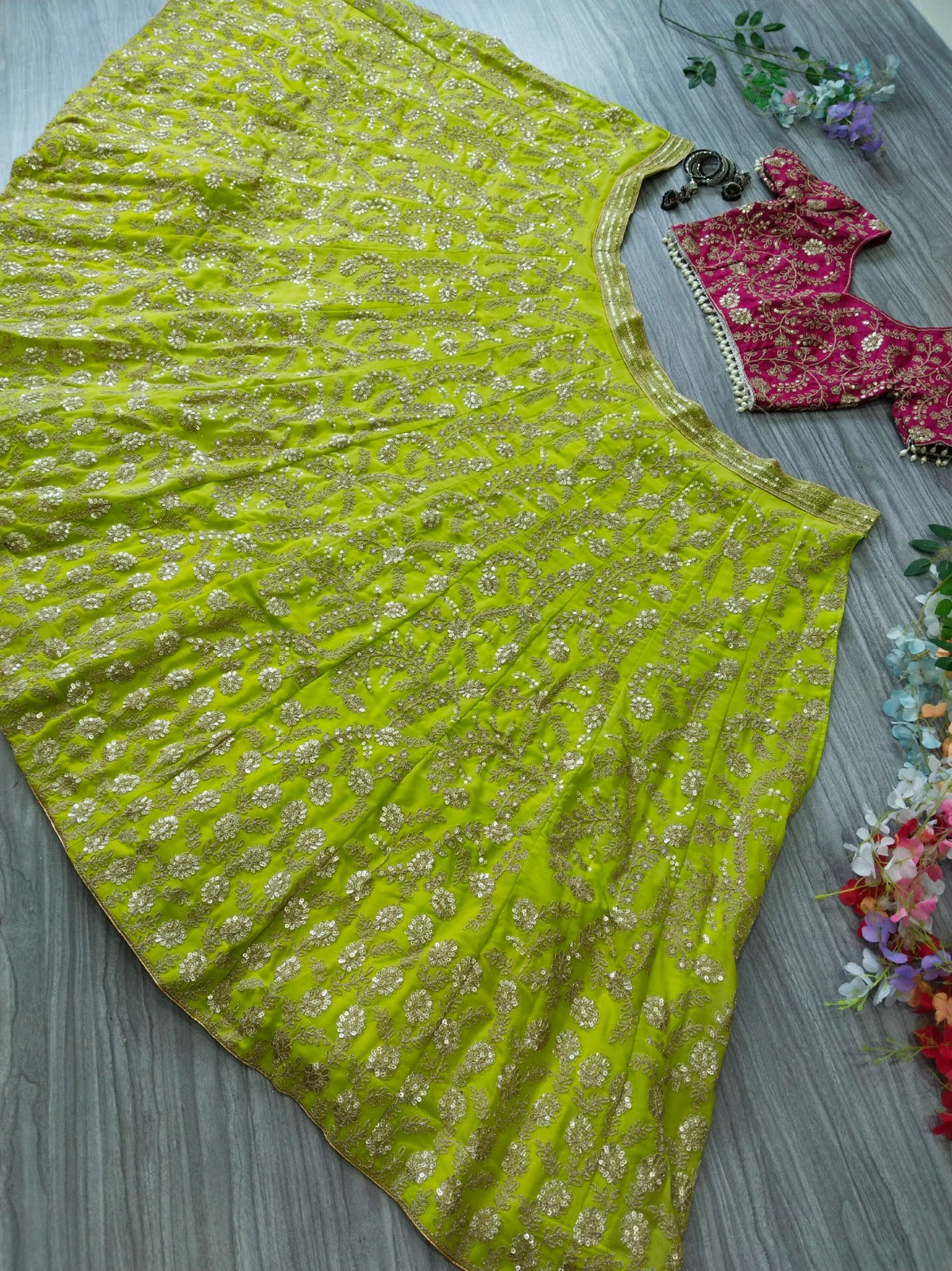 Engagement Wear Lemon Color Heavy Work Lehenga Choli