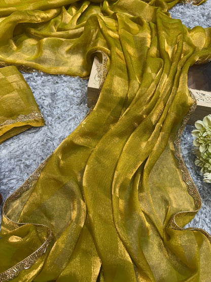 Demanding Box Katdana Lemon Color Saree