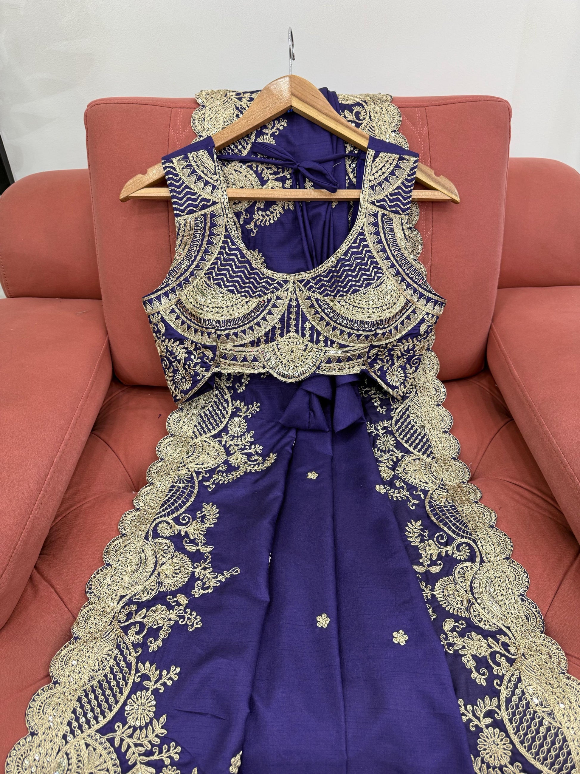 Wedding Wear Sequence Work Navy Blue Color Silk Saree