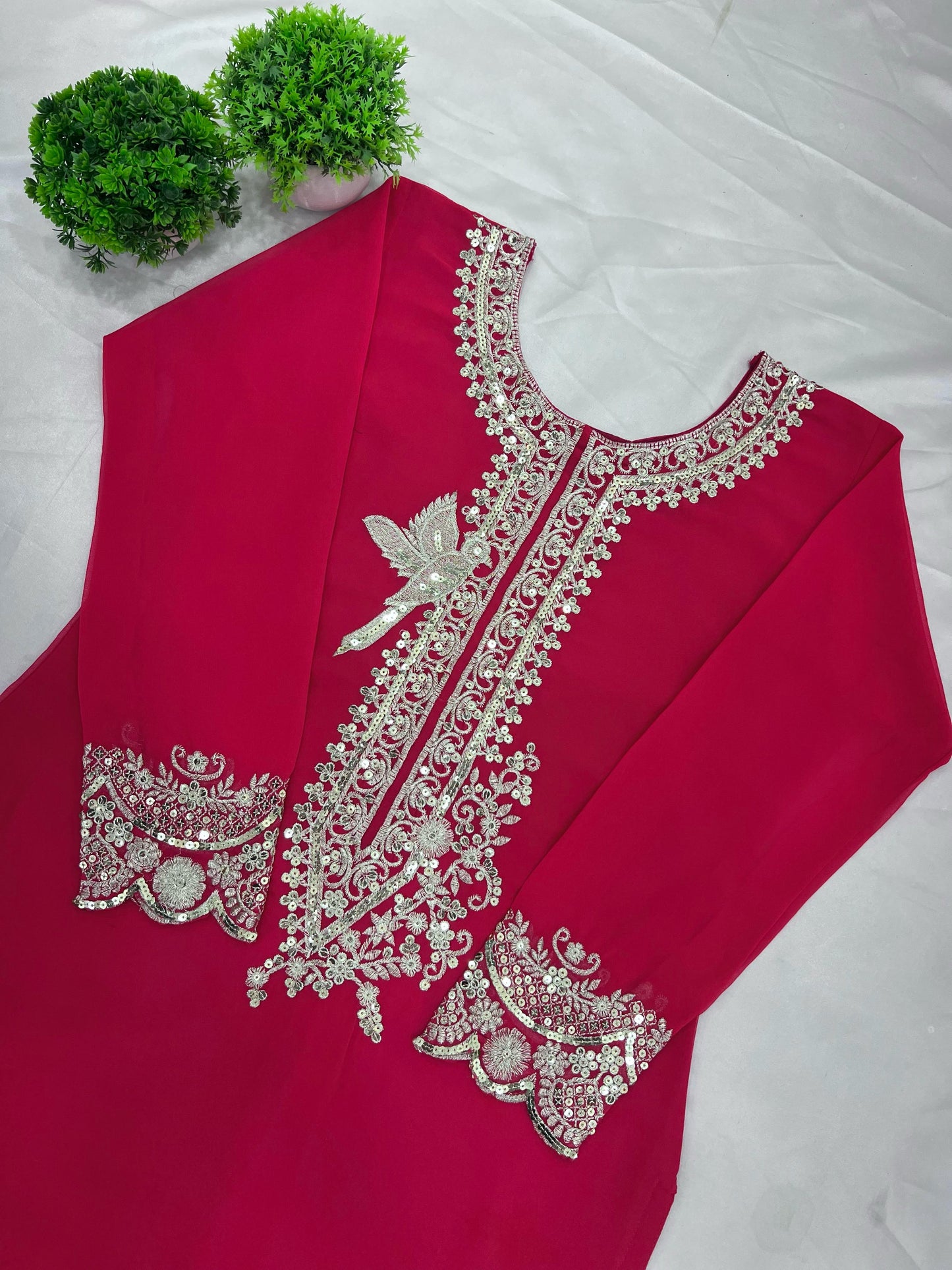 Precious Georgette Pink Color Sequence Work Sharara Suit