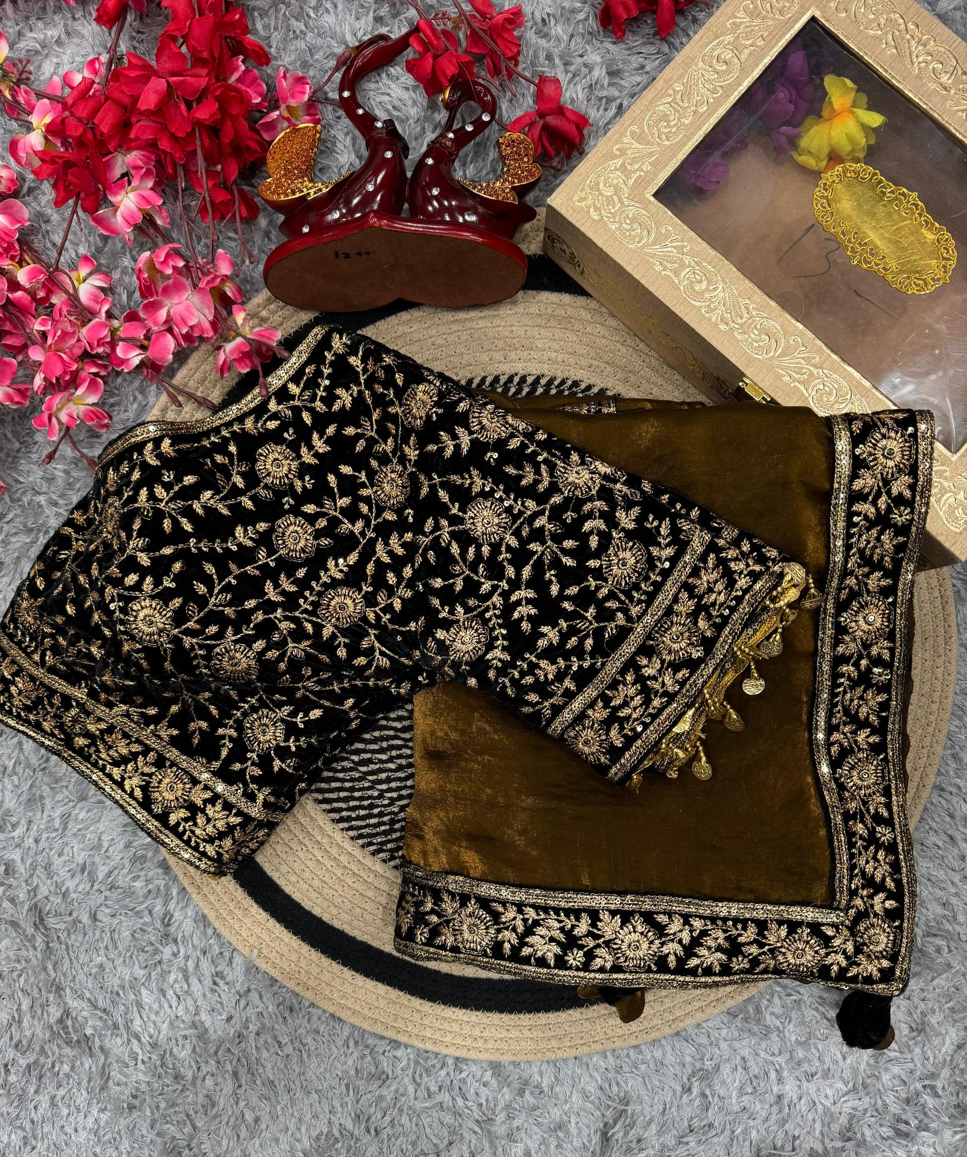 Bollywood Style Space Silk Beige Color Saree