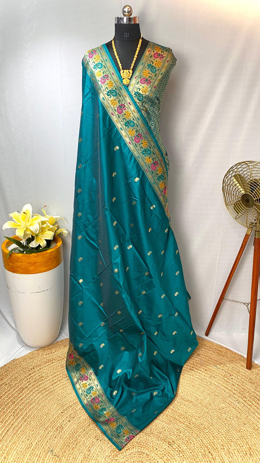 Marvelous Paithani Silk Teal Blue Color Saree