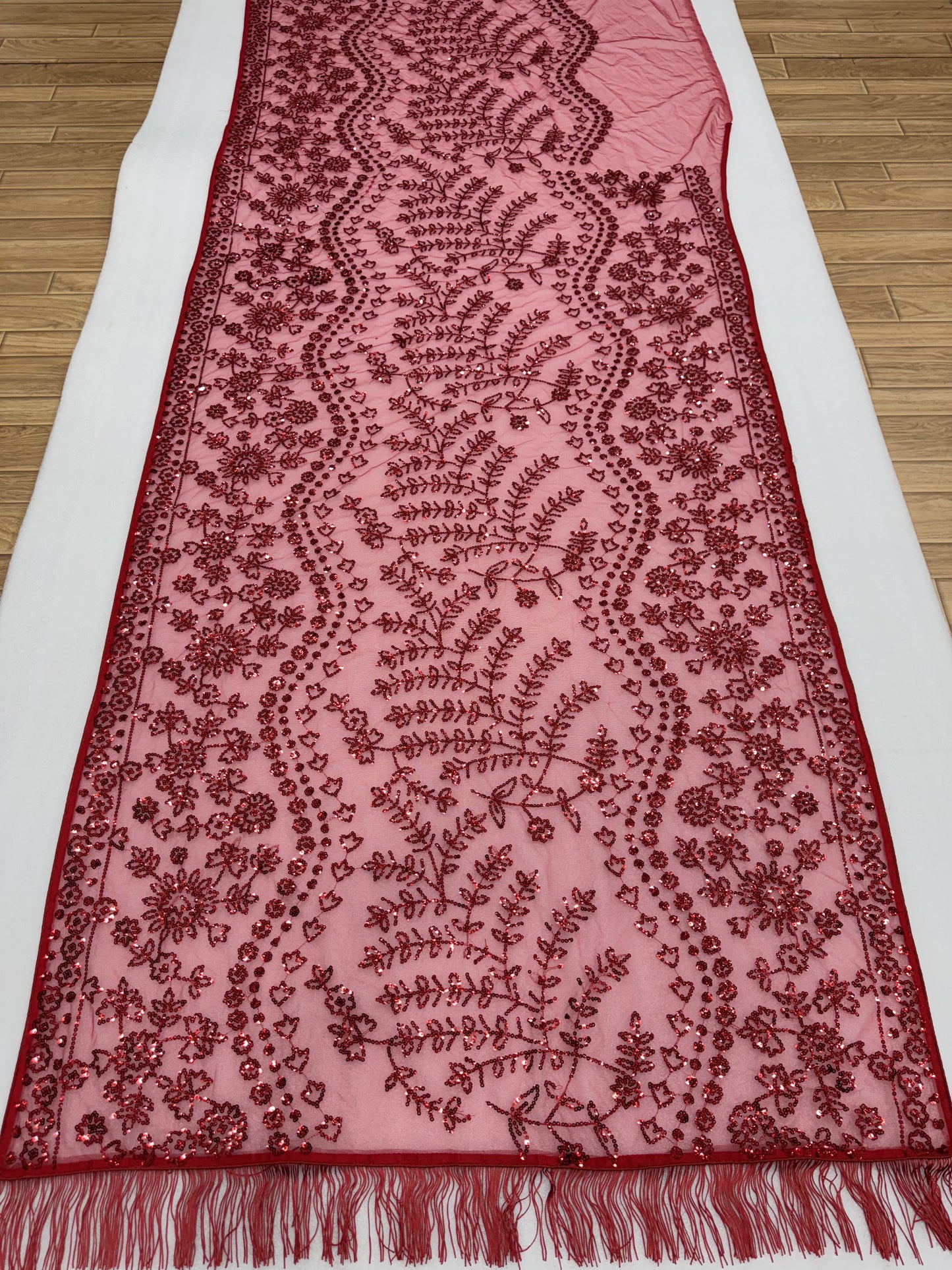 Red Color Heavy Work Party Wear Saree