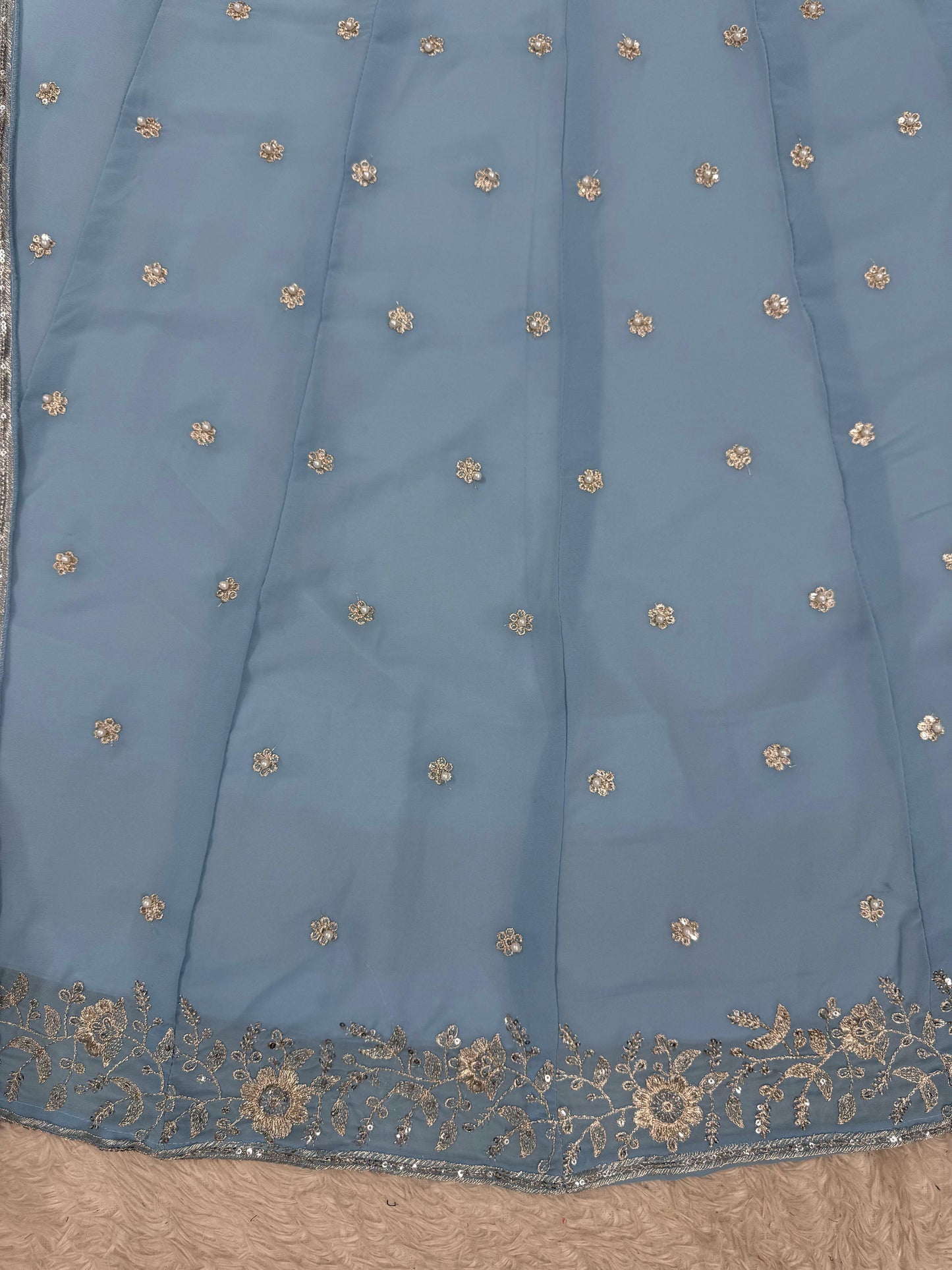 Opulent Gorgette Sky Blue Color Lehenga choli