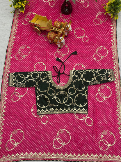Festive Wear Gota Pati Work Pink Color Saree