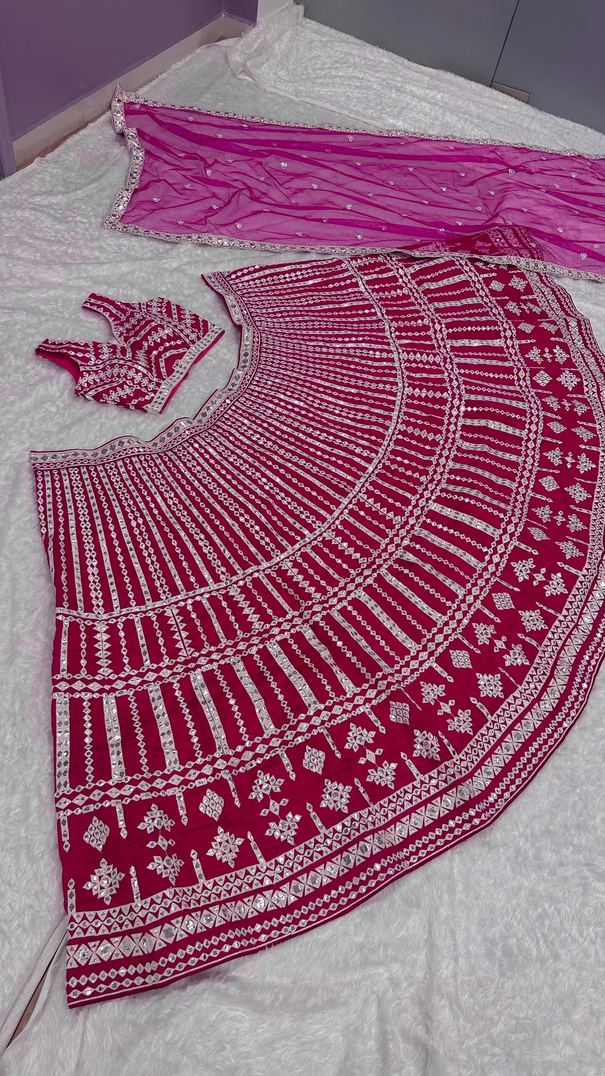 Reception Wear Heavy Work Pink Color Lehenga Choli