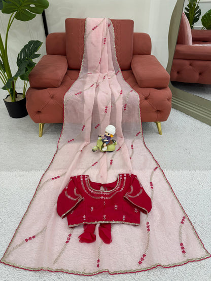 Festive Wear Sequence Work Light Pink Silk Saree