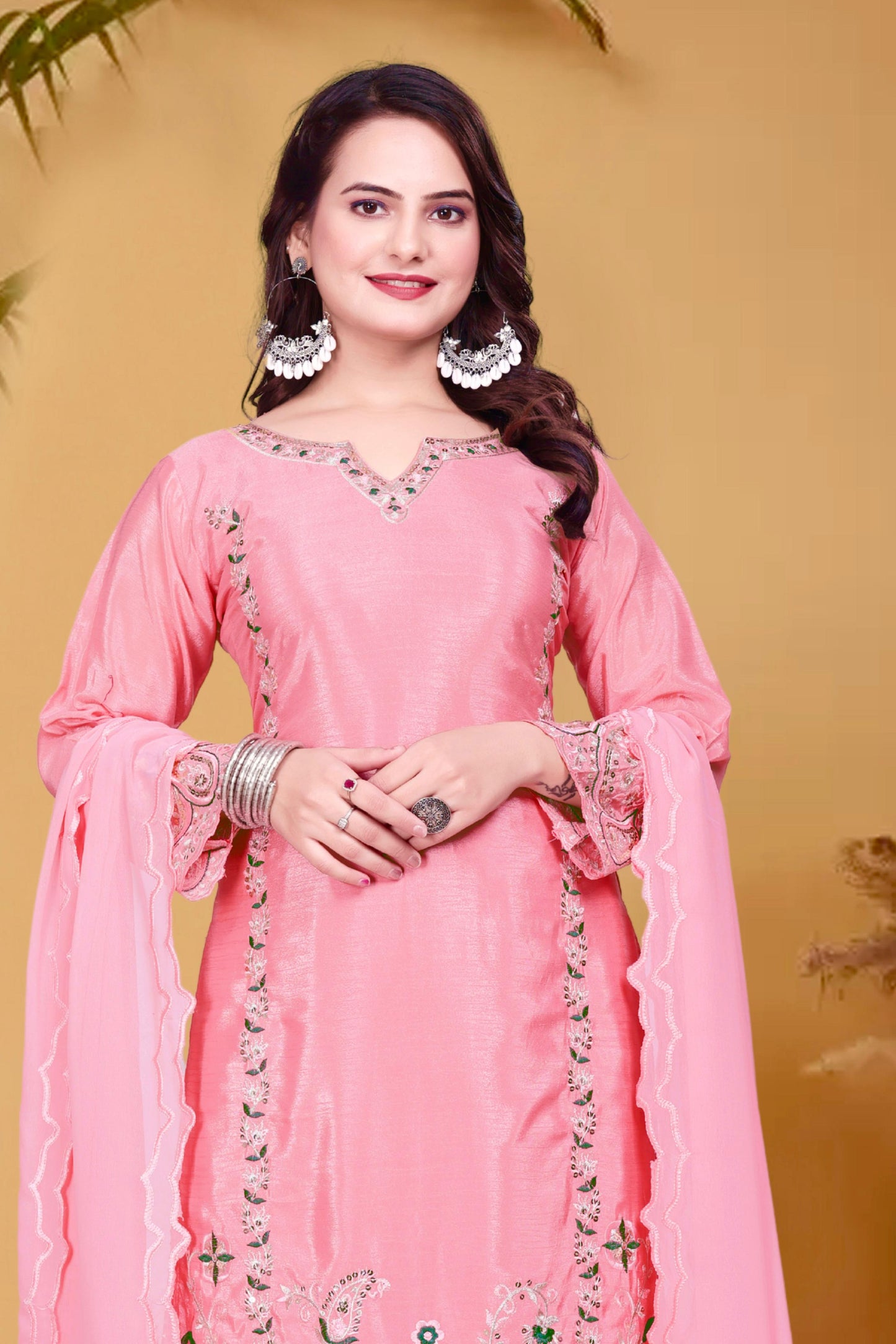 Presenting Thread And Sequence Work Pink Color Salwar Suit