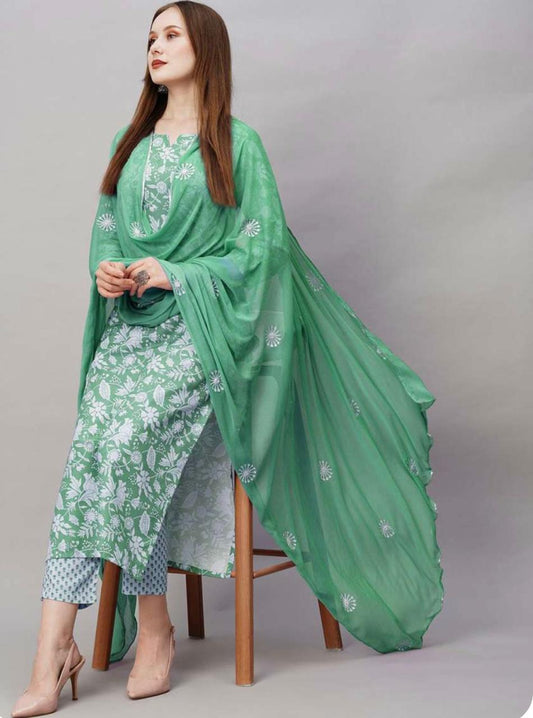 Fabulous Reyon Teal Green Color Salwar Suit