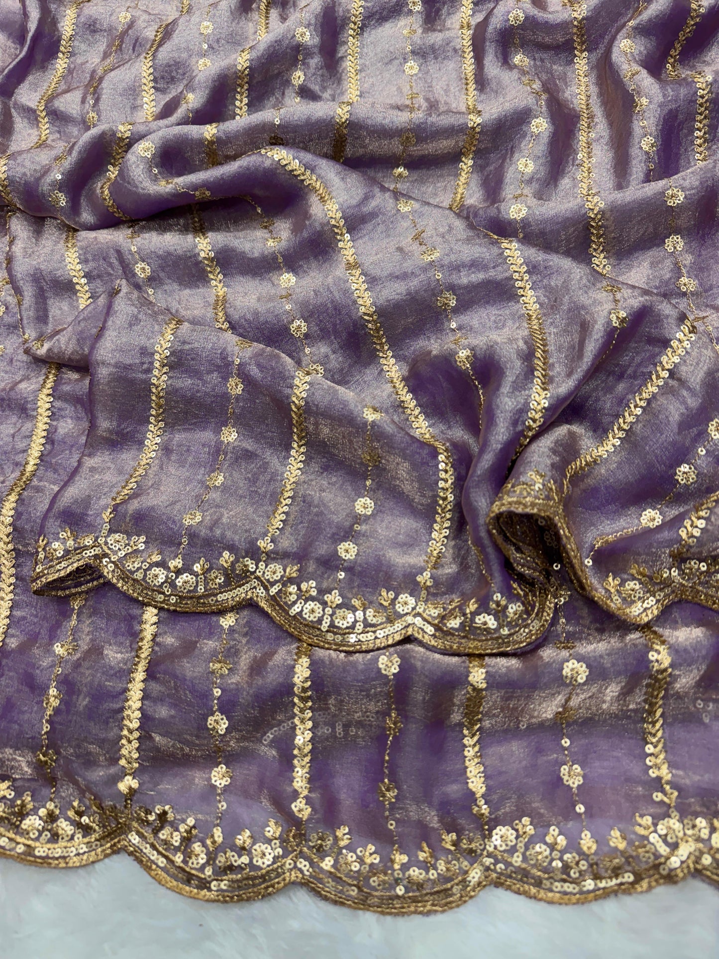 Gorgeous Red Color Sequence Silk Saree