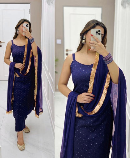 Adorable Heavy Reyon Blue Color Salwar Suit
