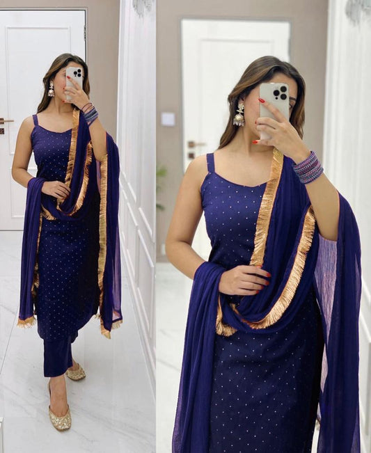 Adorable Heavy Reyon Blue Color Salwar Suit