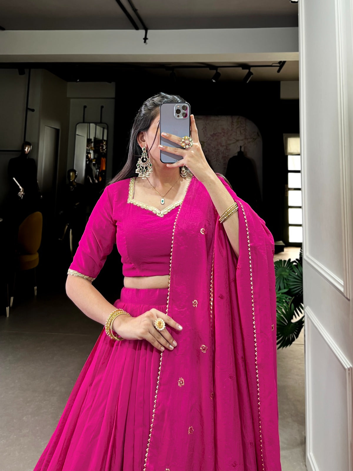 Party Wear Zari Weaving Work Pink Color Lehenga Choli