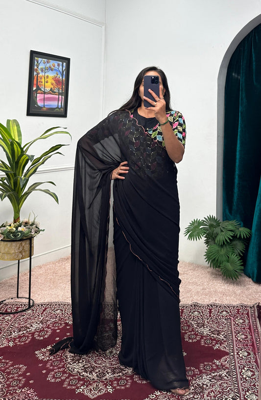 Charming Georgette Black Color Gown