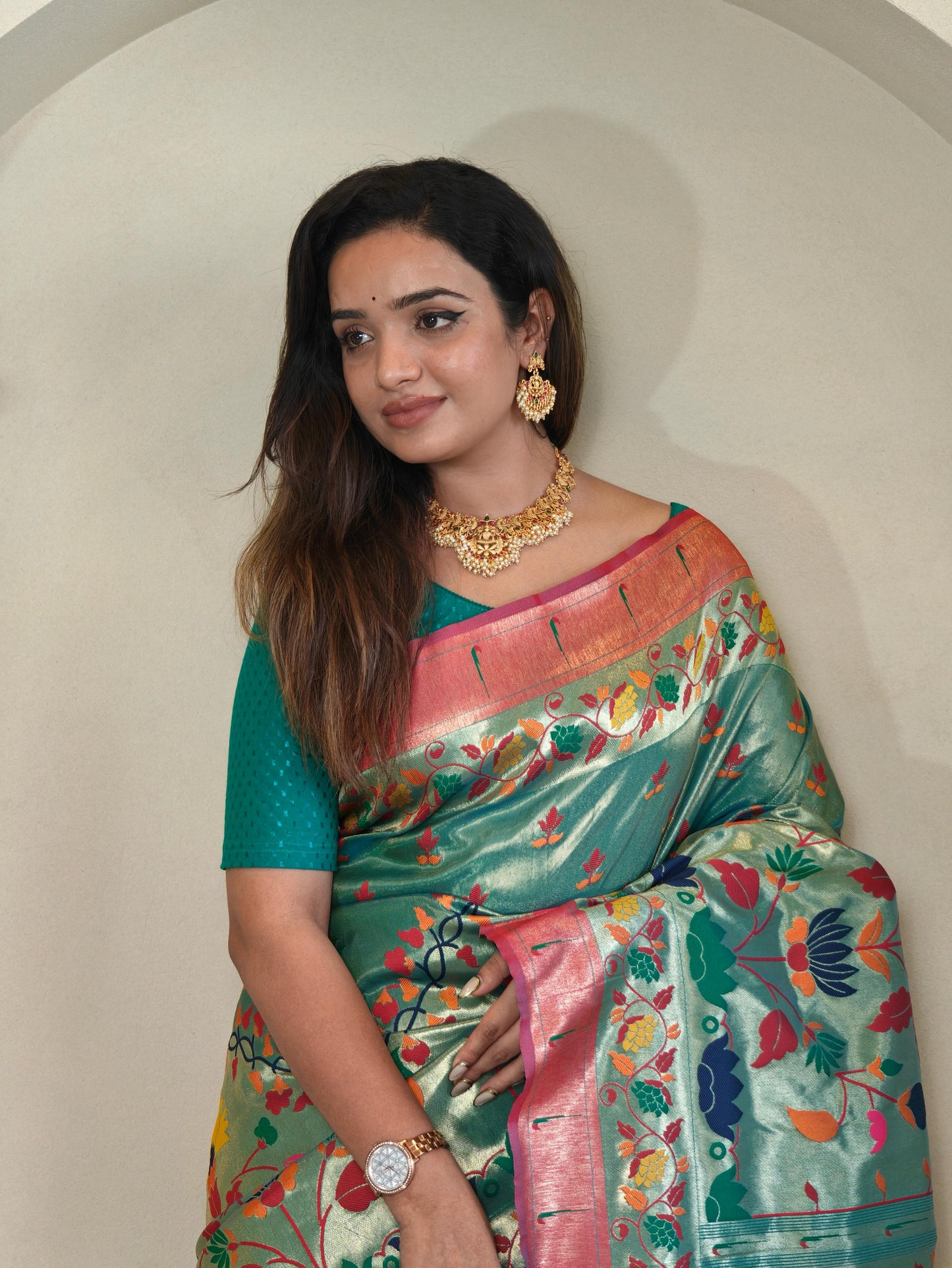 Wonderful Paithani Silk Sky Blue Color Saree