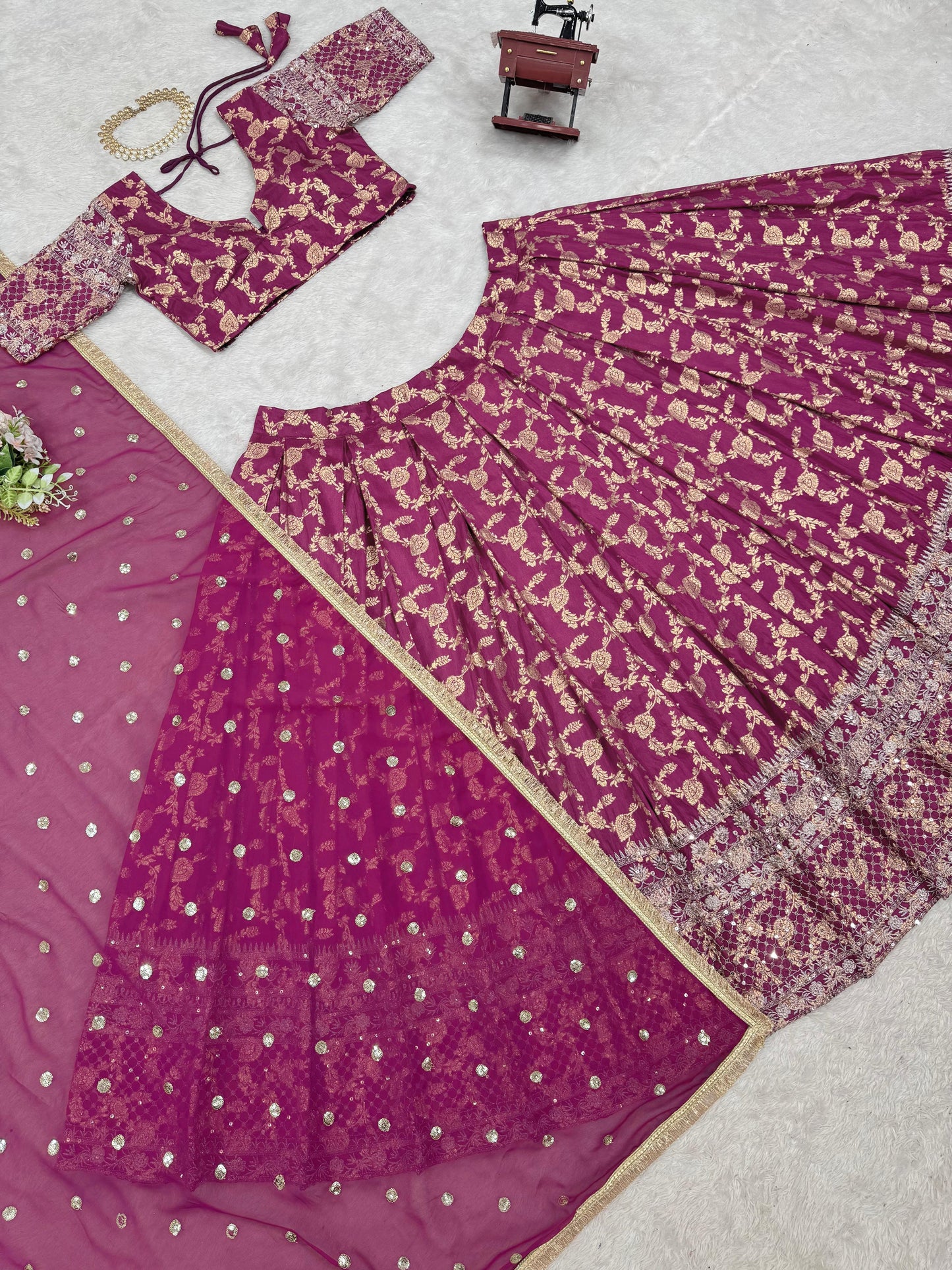 Occasion Wear Jacquard Work Pink Color Lehenga Choli
